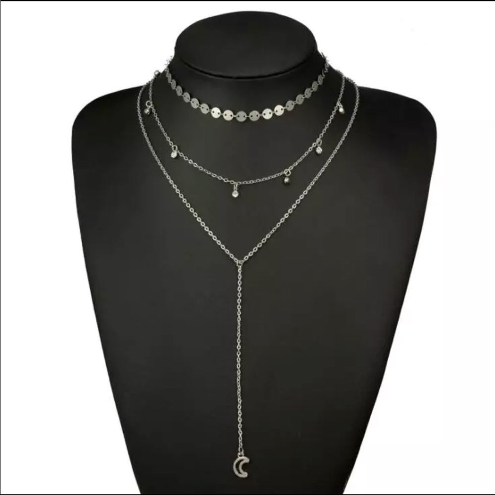 4 for $25🎀Crystal Moon Layered Necklace - Picture 3 of 4